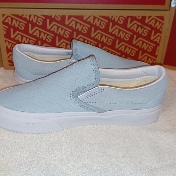 VANS Men's 5/Women's 6.5 Slip On Houndstooth Embossed Suede Winter Sky - Picture 8 of 12